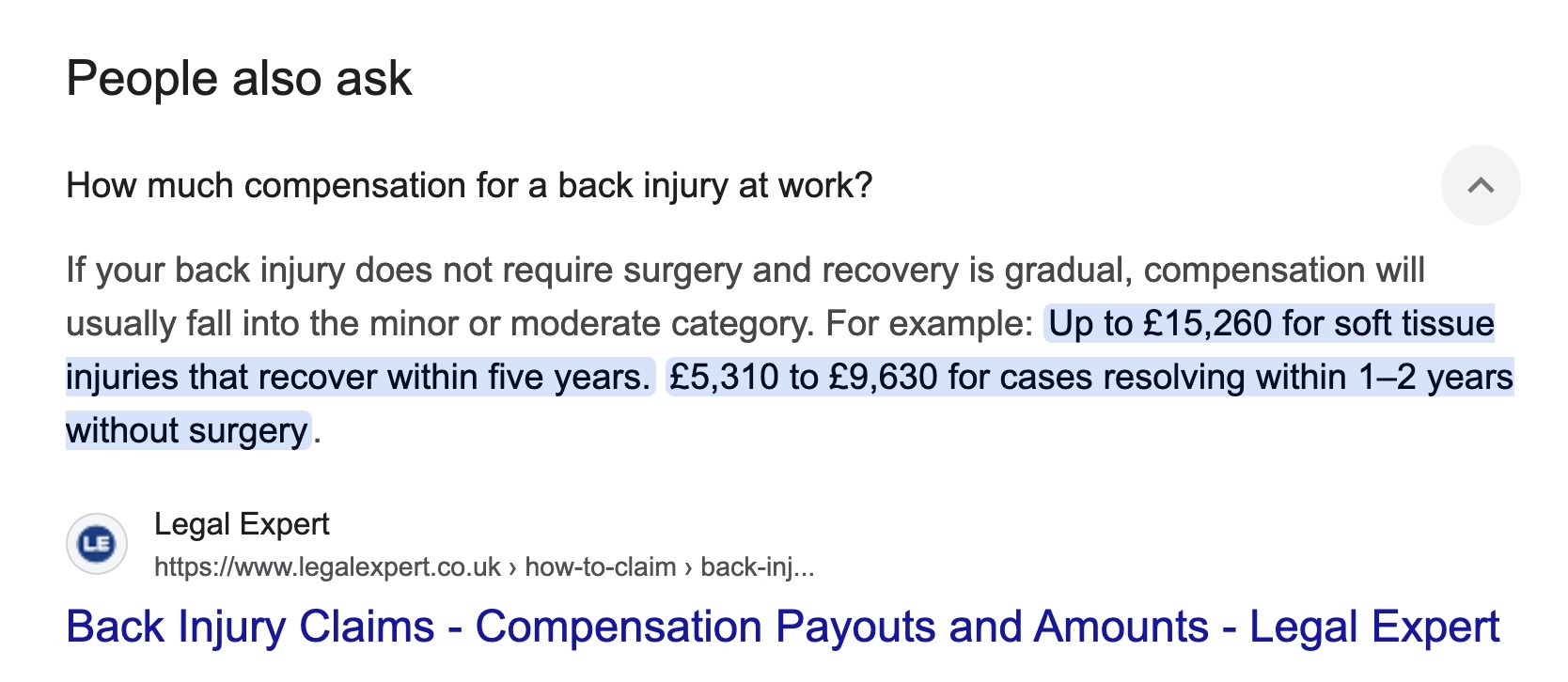 A question and and answer of the People also ask section on Google.